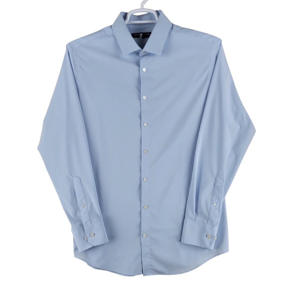 Mizzen+Main Leeward Button Down Shirt Mens Large Light Blue Trim Fit Stretch